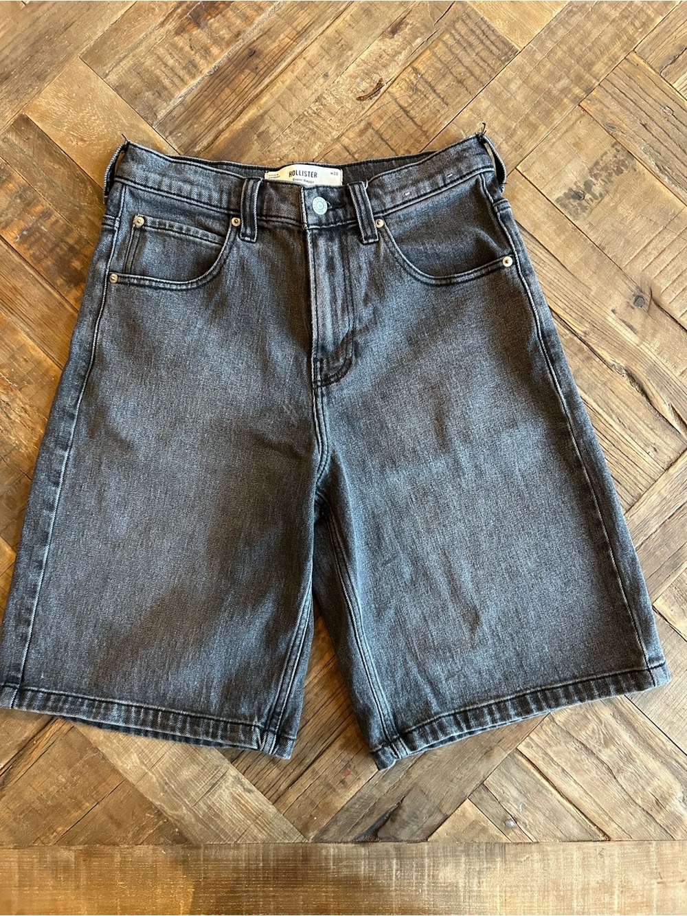 Hollister Men's Washed Black Denim Jean Shorts
